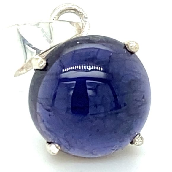 Iolite 3.65ct Platinum Solid 925 Silver Pendant - Picture 6 of 6